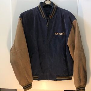 Joe’s Jost Blue and Tan Men's suede leather bomber Jacket LG
